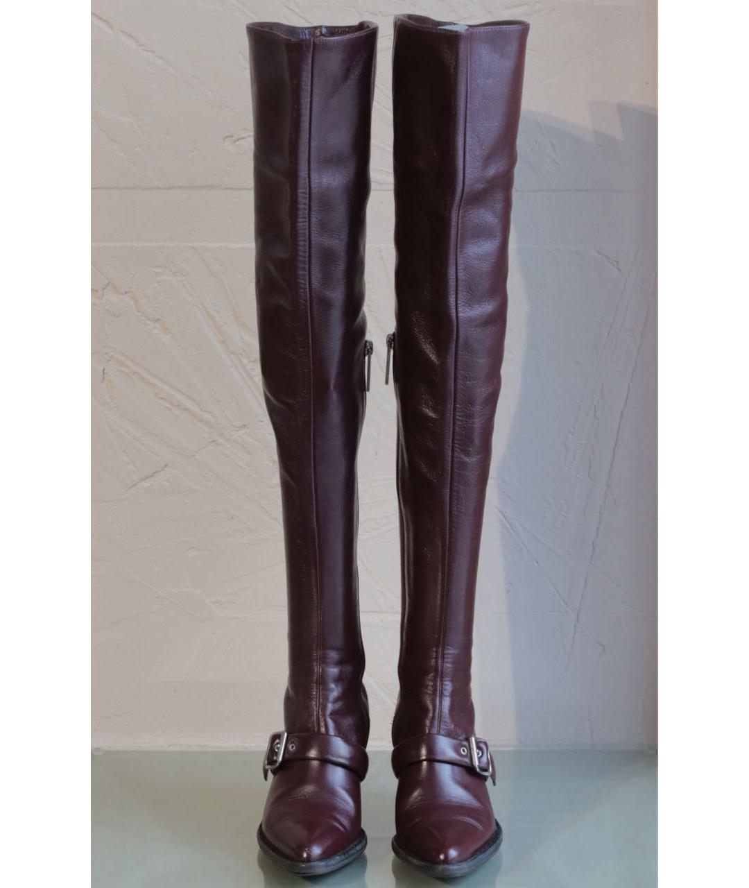 CHLOE Бордовые кожаные ботфорты, фото 2
