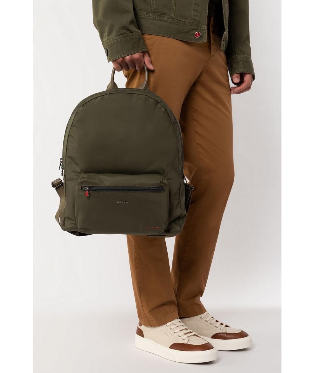 KITON Хаки тканевый рюкзак, фото 7