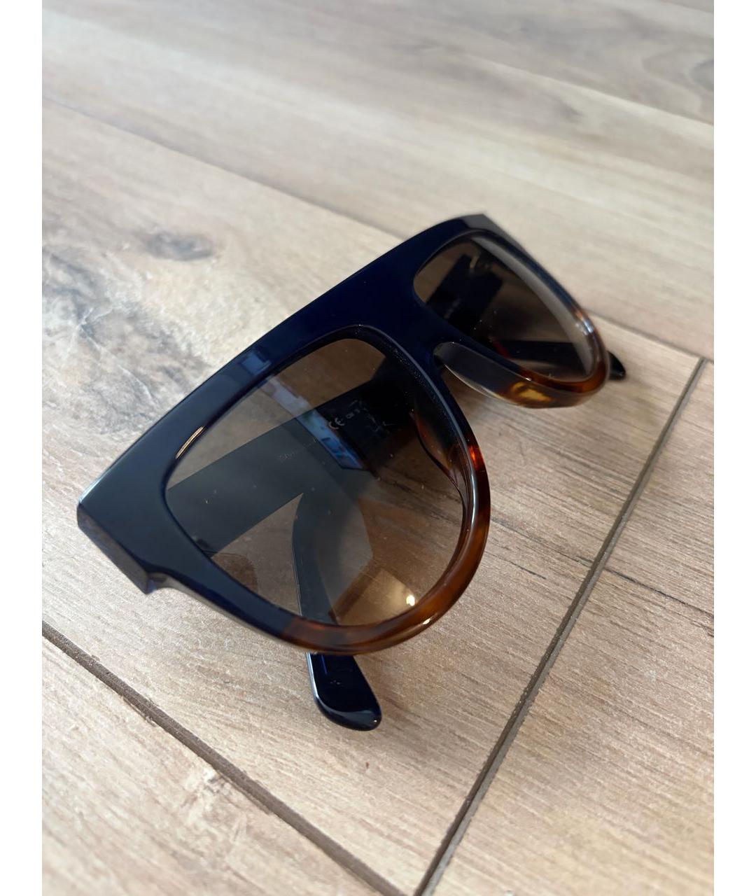 CELINE Коричневые пластиковые солнцезащитные очки, фото 2