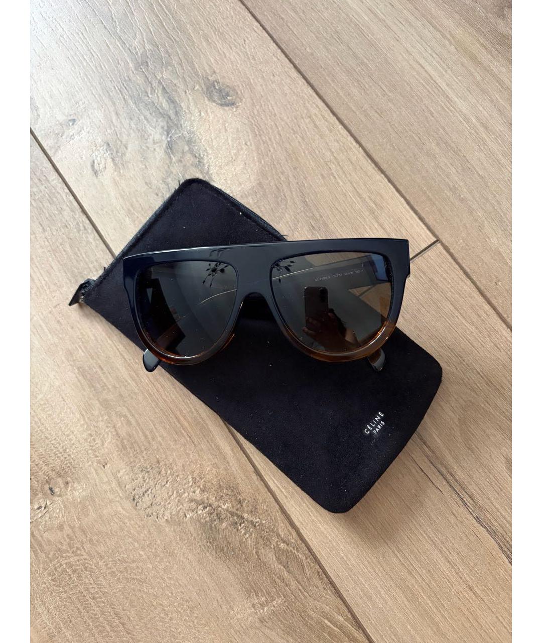 CELINE Коричневые пластиковые солнцезащитные очки, фото 4