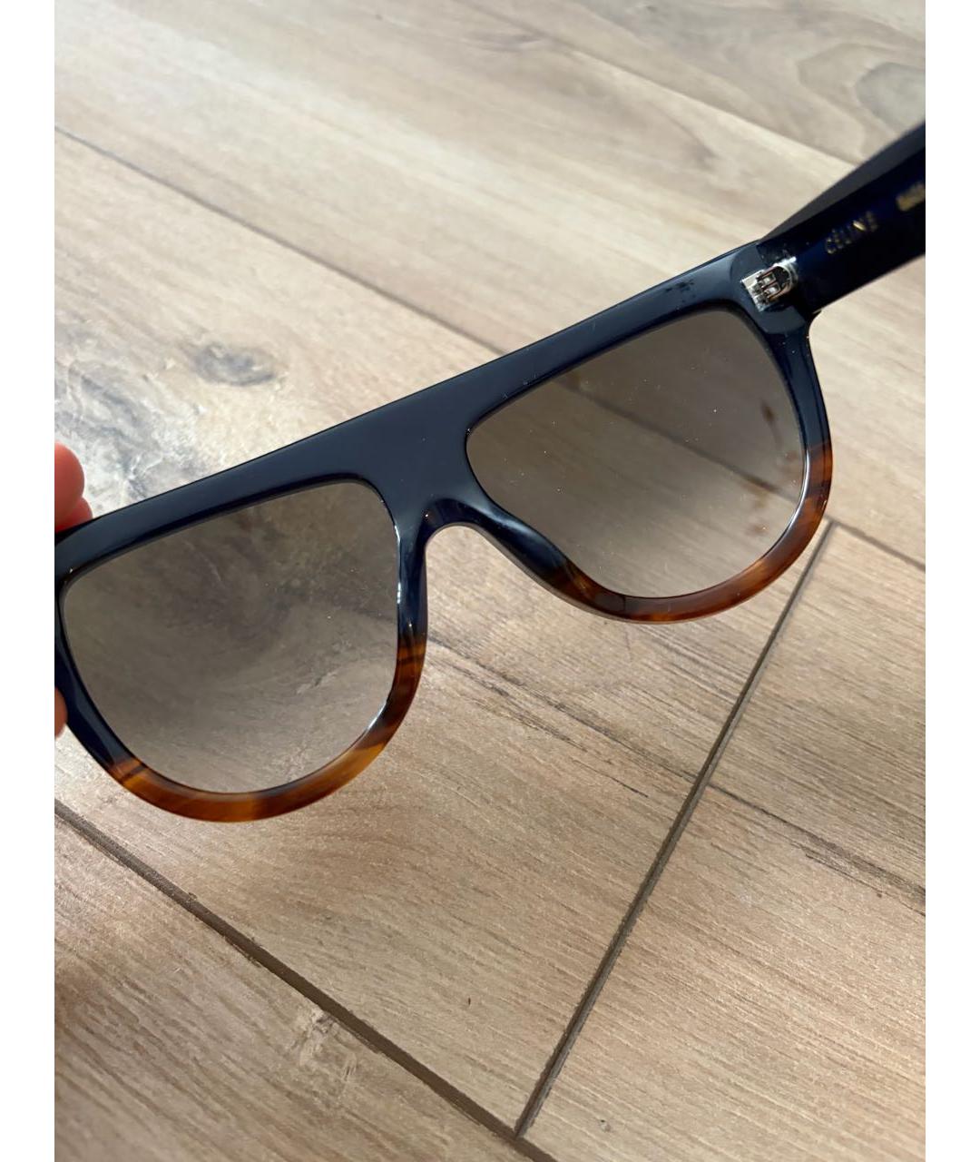 CELINE Коричневые пластиковые солнцезащитные очки, фото 5
