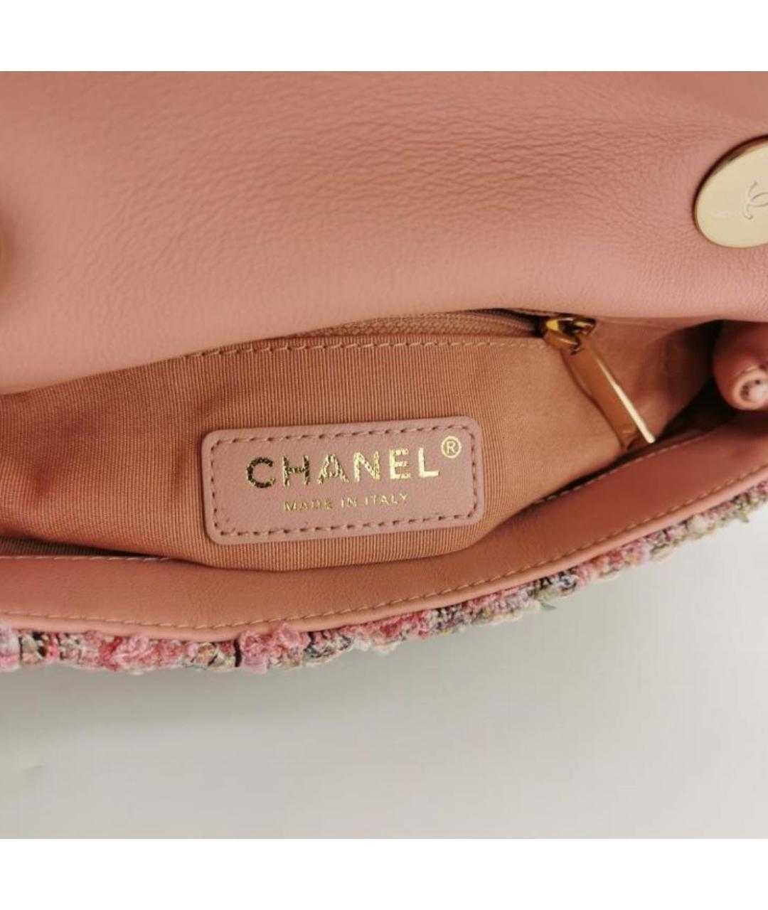 CHANEL Розовая твидовая сумка тоут, фото 6
