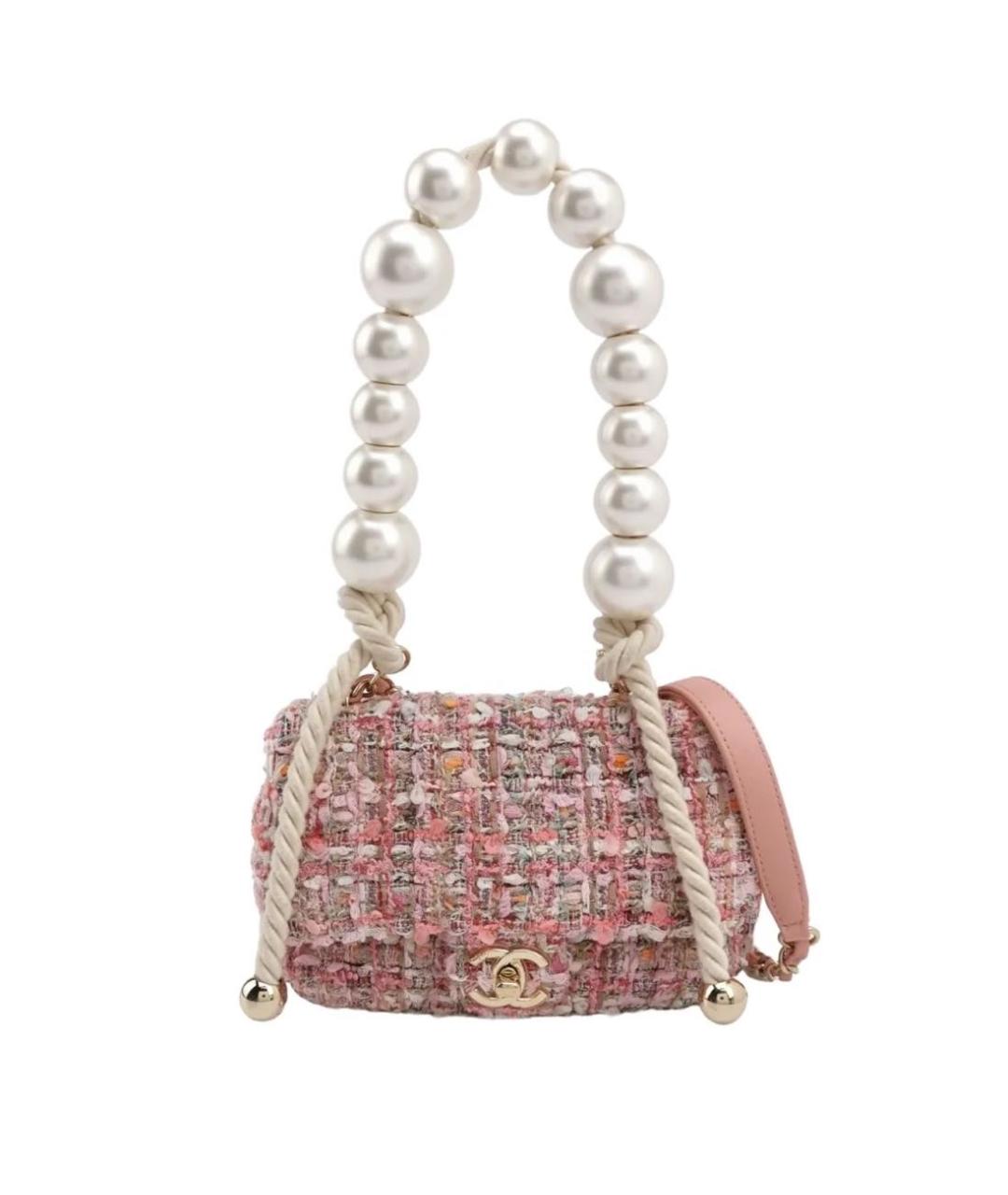CHANEL Розовая твидовая сумка тоут, фото 8