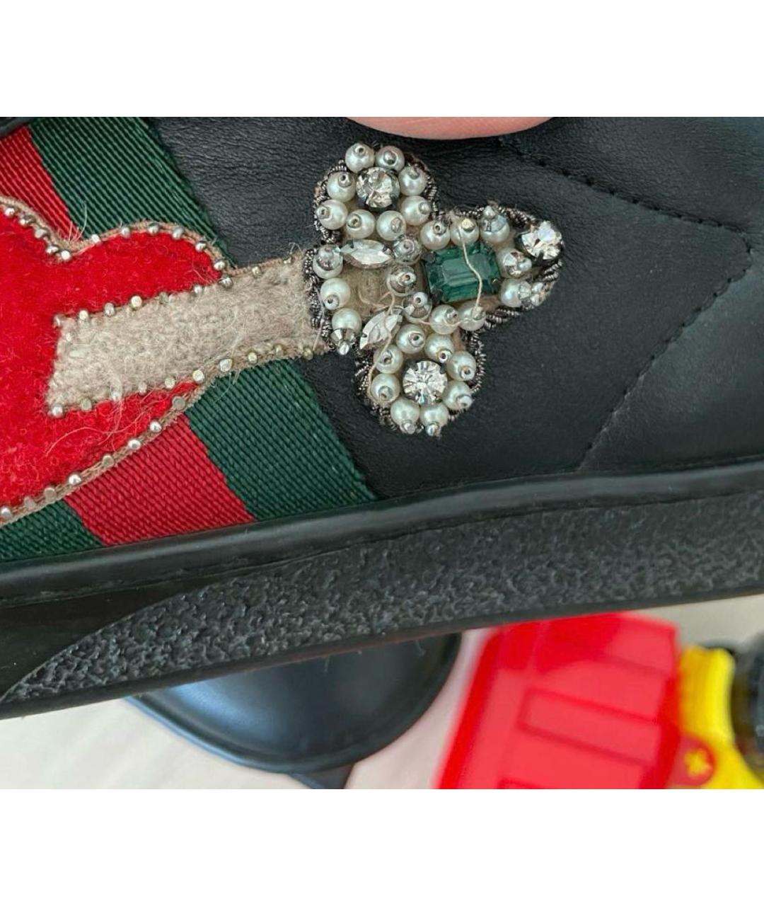 GUCCI Черные кожаные кеды, фото 5