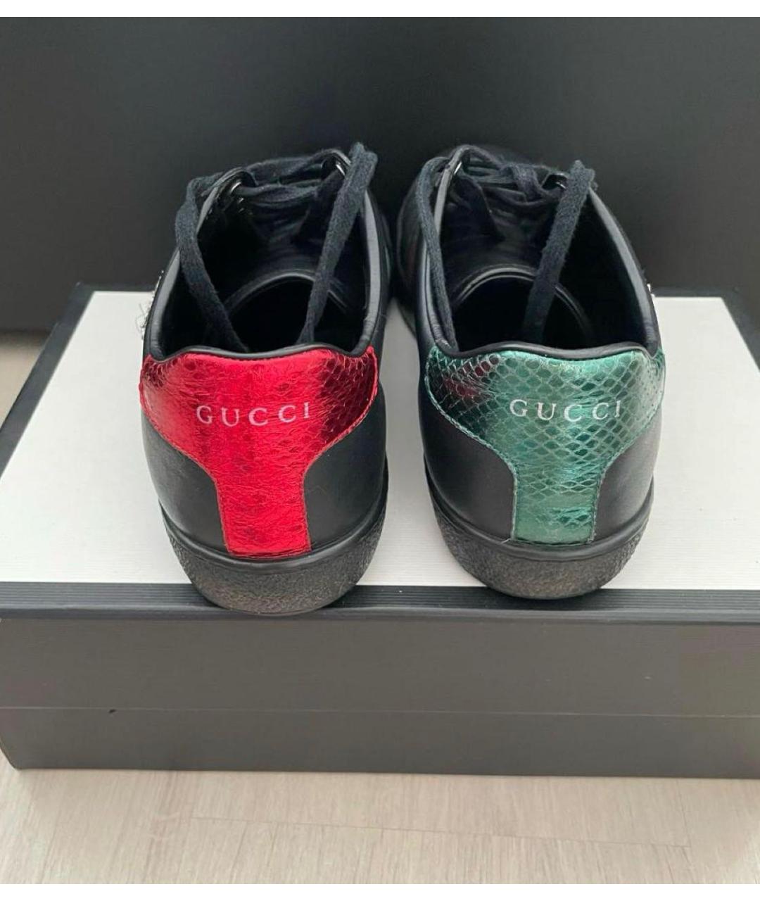 GUCCI Черные кожаные кеды, фото 3