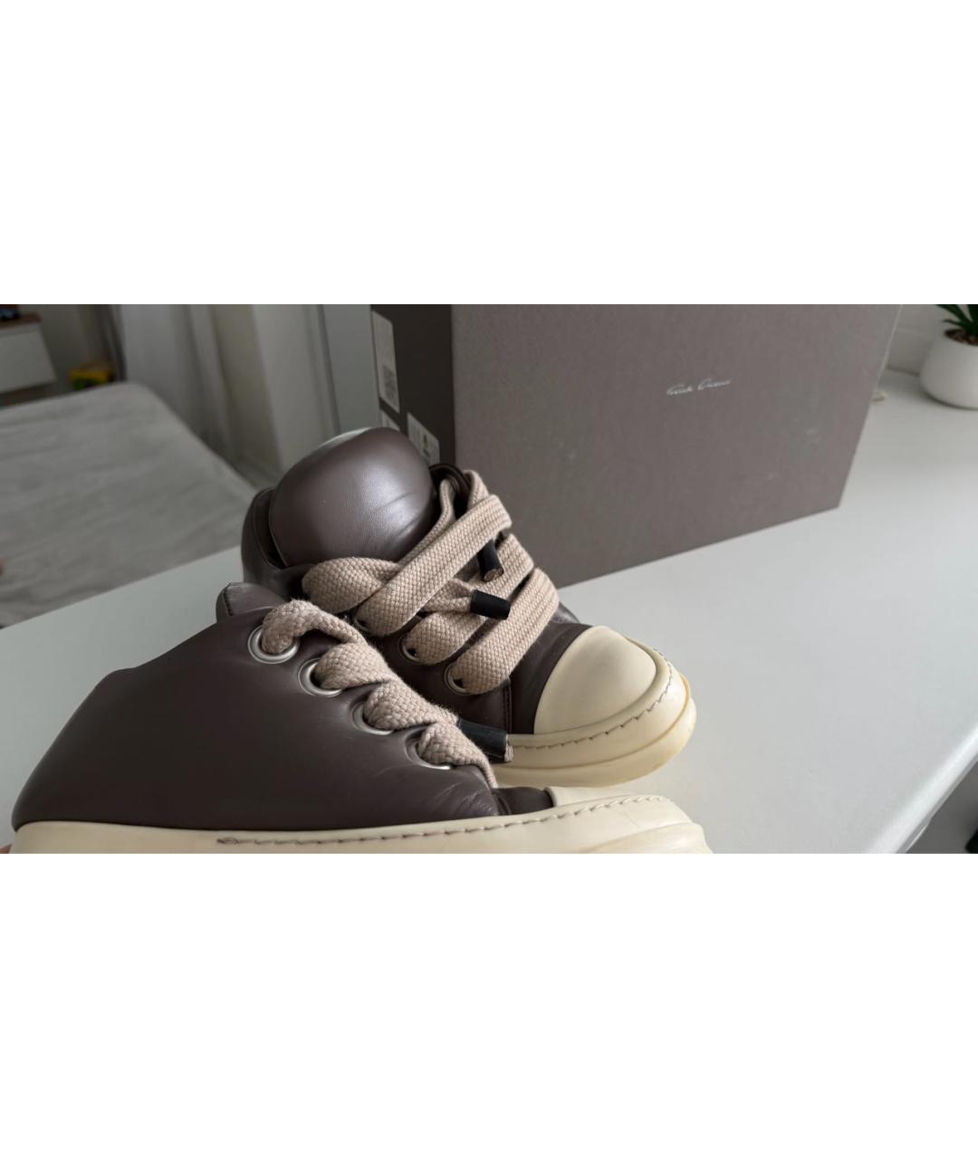 RICK OWENS Серые кожаные кеды, фото 2