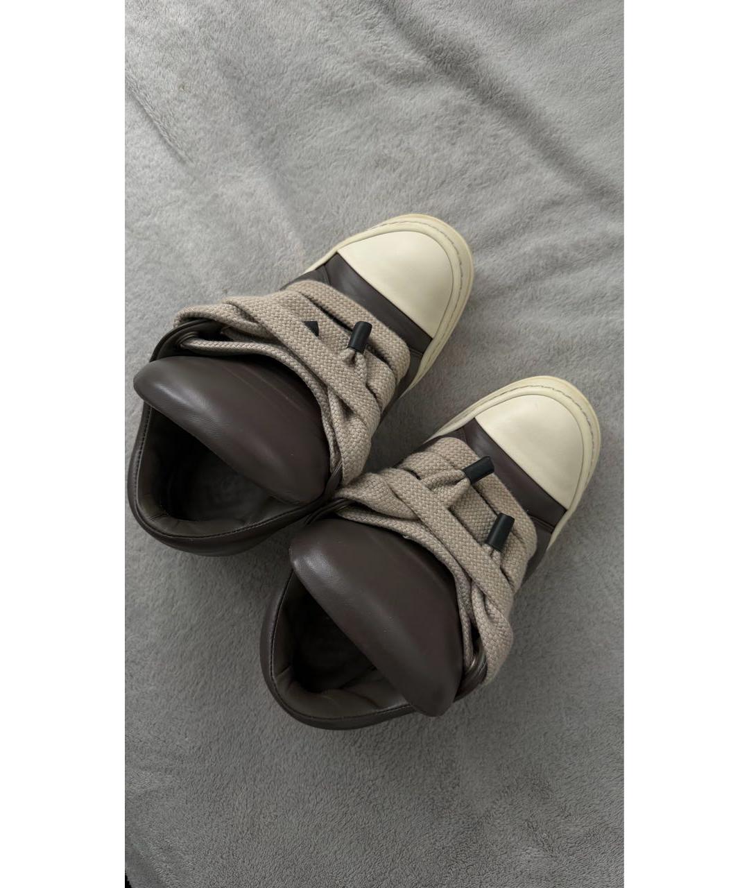 RICK OWENS Серые кожаные кеды, фото 3