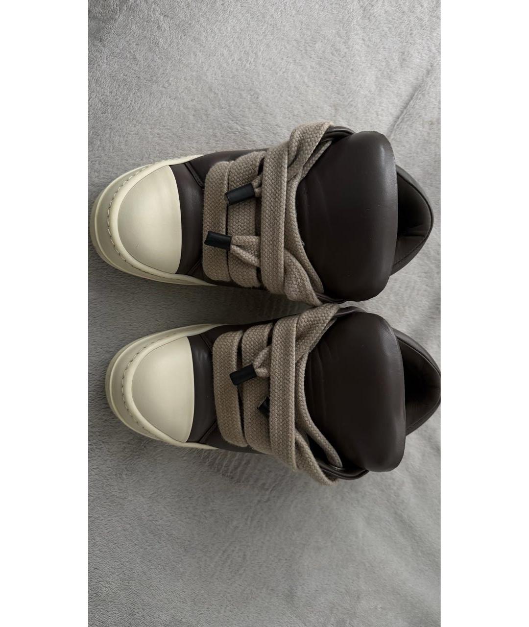 RICK OWENS Серые кожаные кеды, фото 4