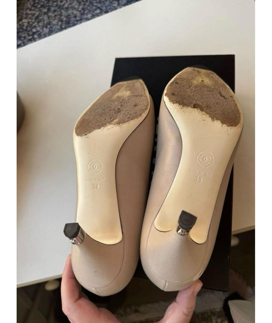 CHANEL Бежевые кожаные туфли, фото 4