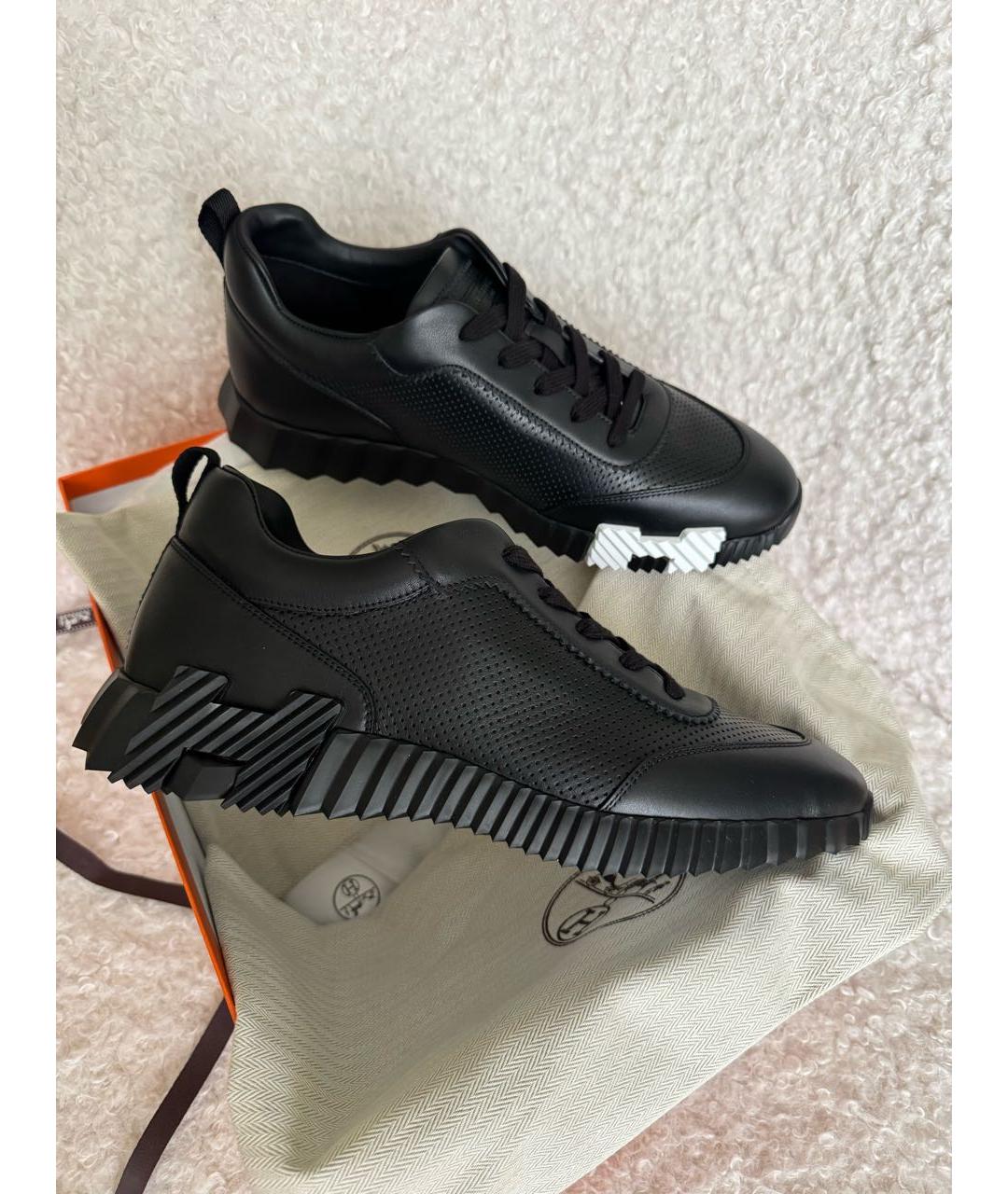 HERMES Черные кожаные низкие кроссовки / кеды, фото 7