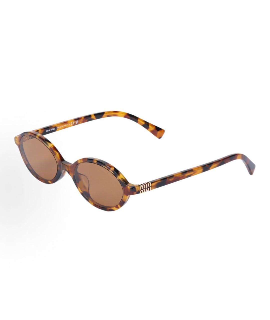 MIU MIU Коричневые пластиковые солнцезащитные очки, фото 5