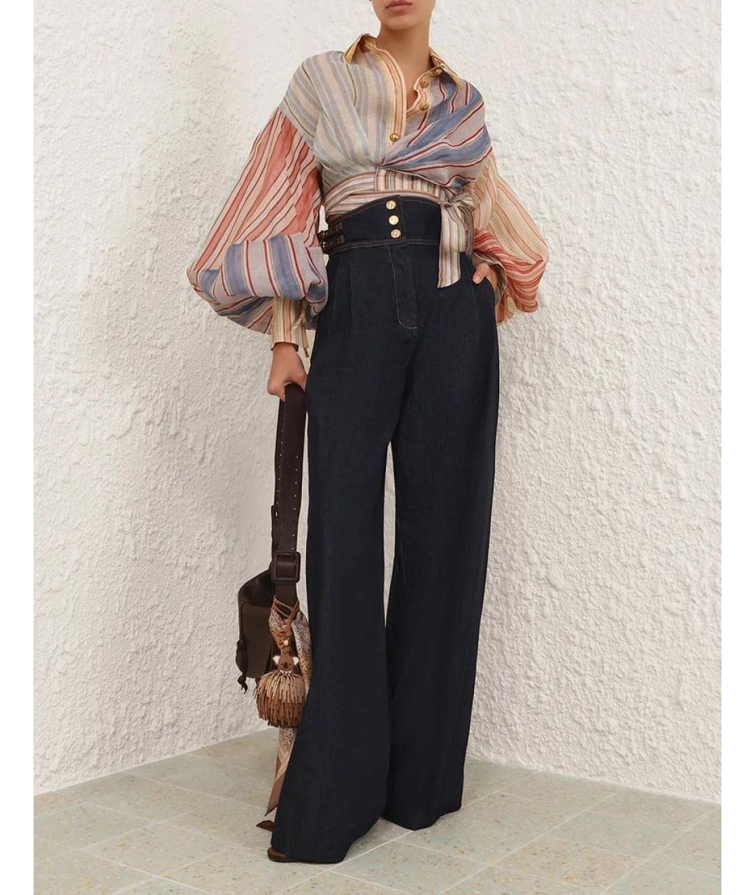 ZIMMERMANN Темно-синие хлопковые джинсы клеш, фото 2