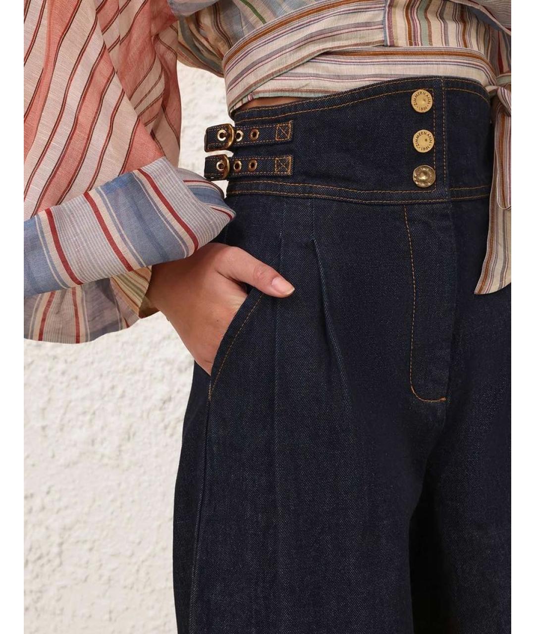 ZIMMERMANN Темно-синие хлопковые джинсы клеш, фото 5