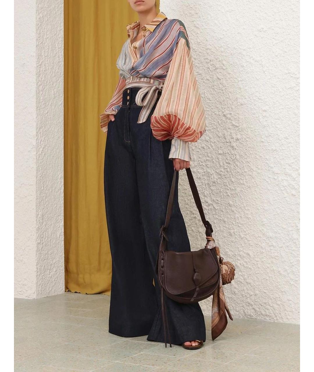 ZIMMERMANN Темно-синие хлопковые джинсы клеш, фото 3