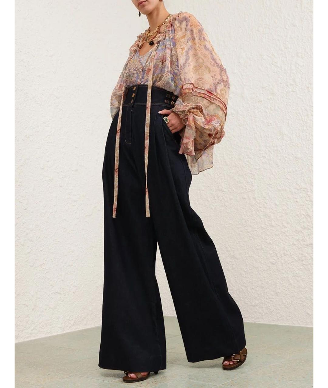 ZIMMERMANN Темно-синие хлопковые джинсы клеш, фото 7