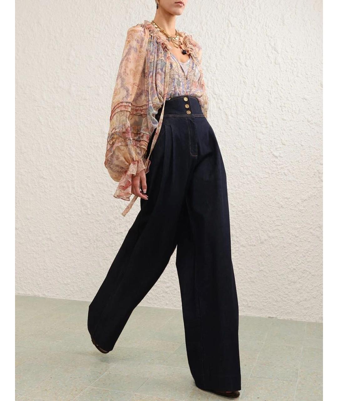 ZIMMERMANN Темно-синие хлопковые джинсы клеш, фото 8