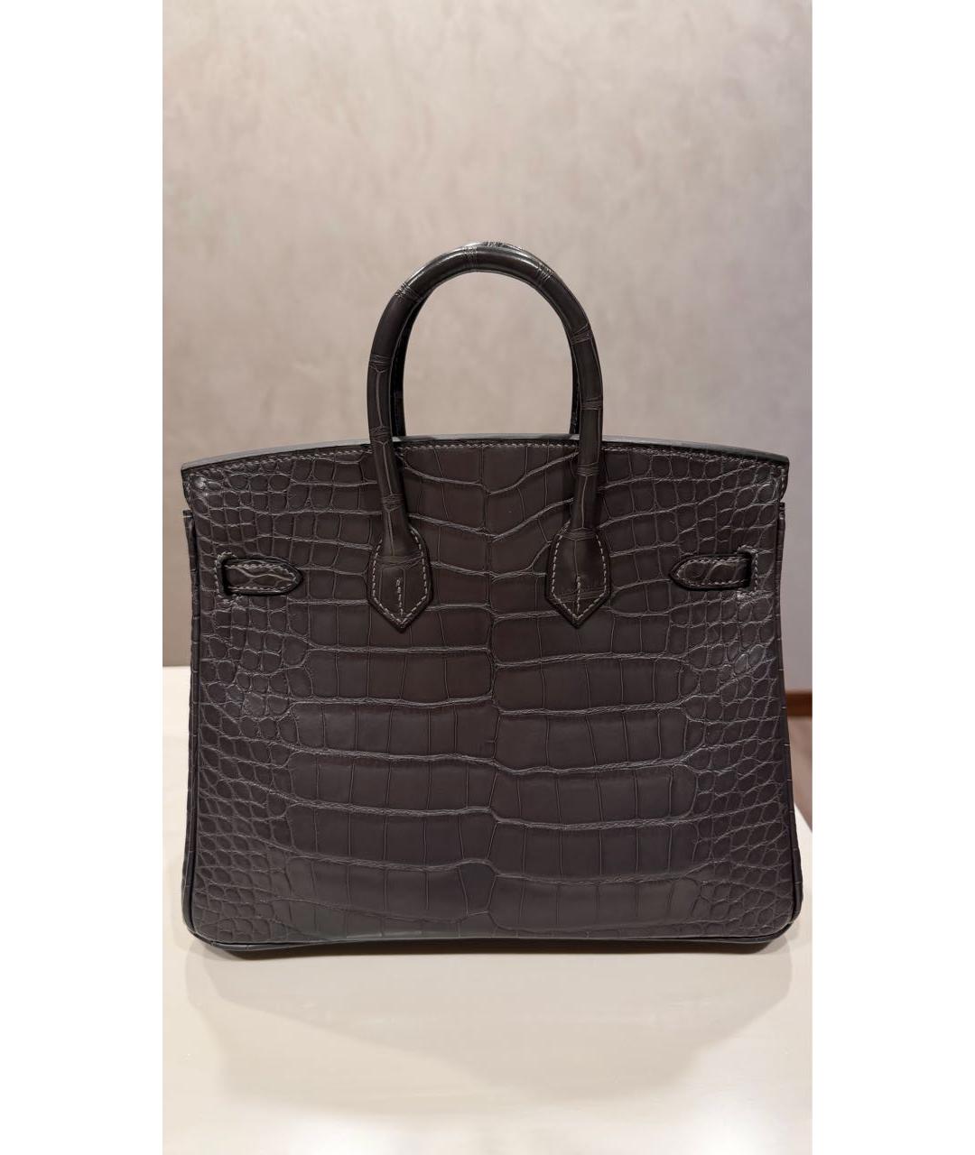 HERMES Коричневая сумка с короткими ручками из экзотической кожи, фото 3