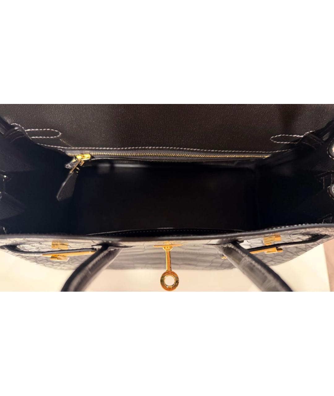 HERMES Коричневая сумка с короткими ручками из экзотической кожи, фото 5