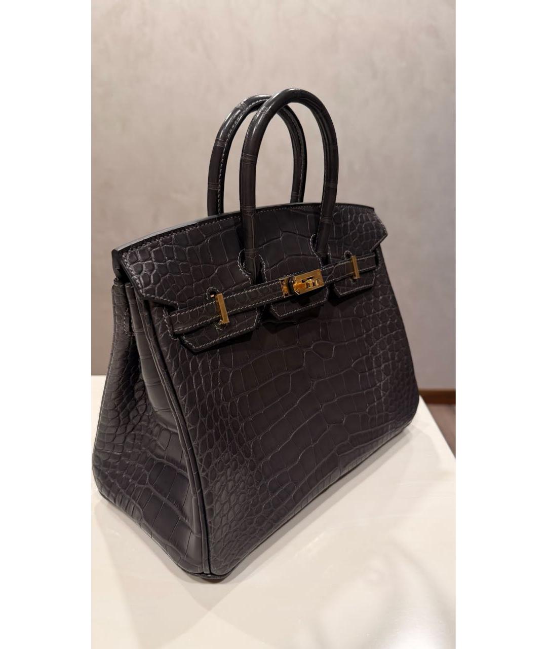 HERMES Коричневая сумка с короткими ручками из экзотической кожи, фото 2