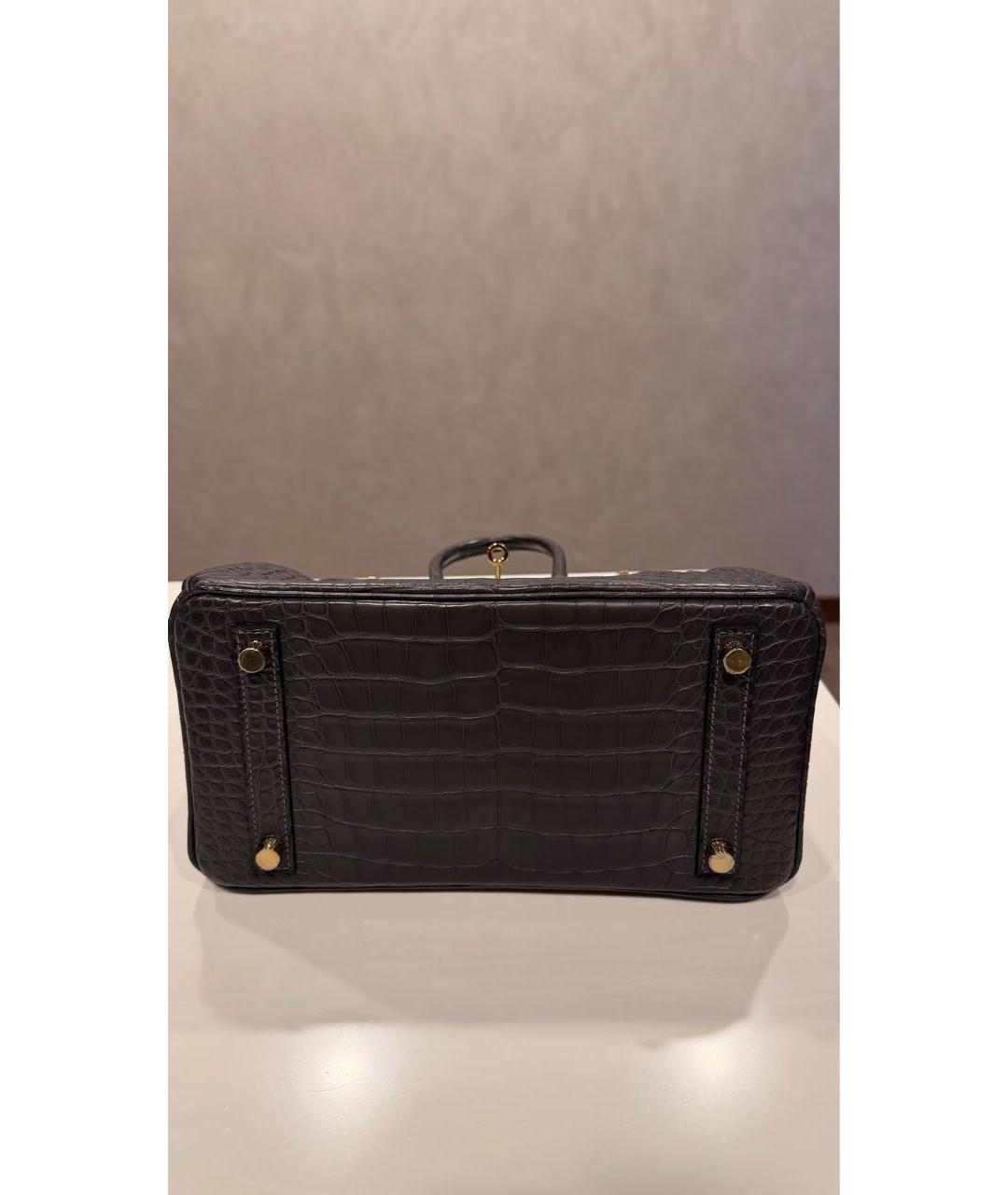 HERMES Коричневая сумка с короткими ручками из экзотической кожи, фото 7