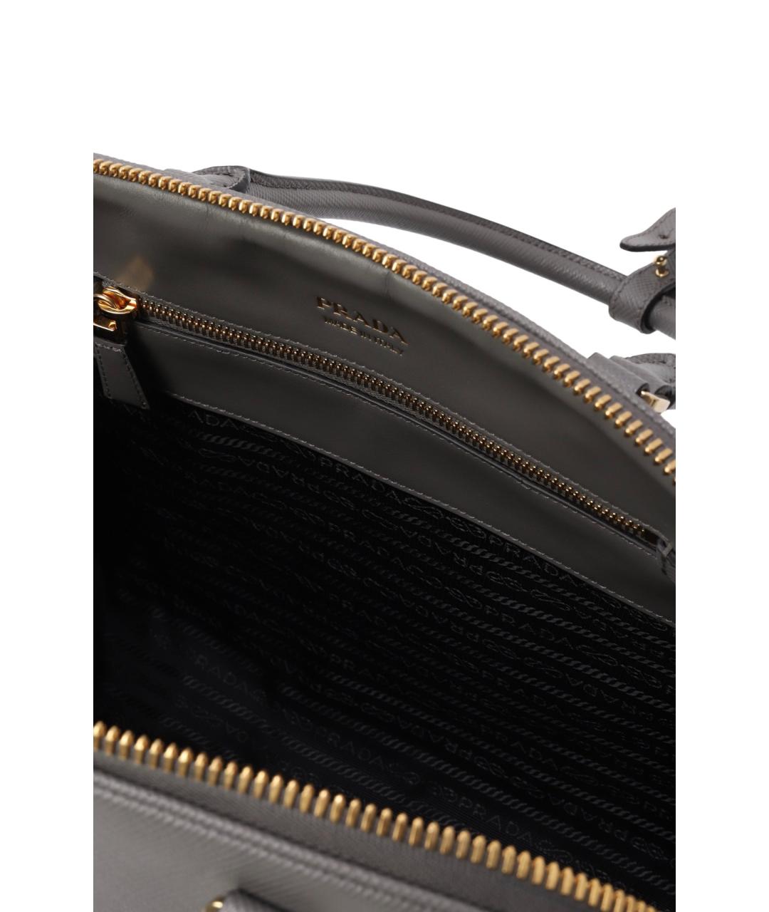PRADA Серая кожаная сумка тоут, фото 4