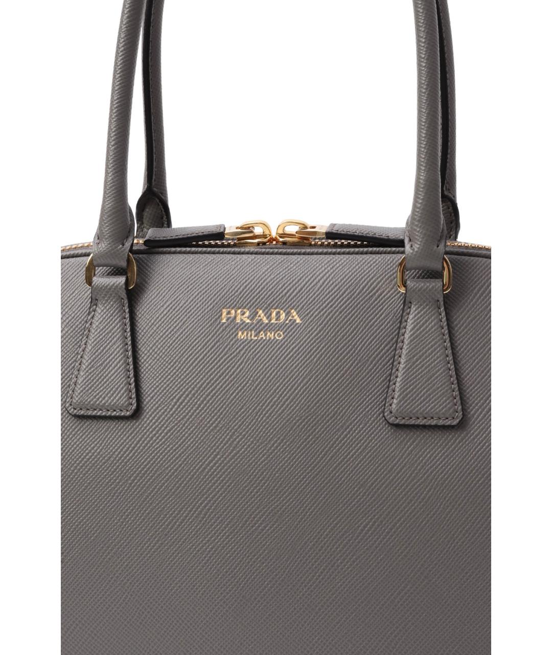 PRADA Серая кожаная сумка тоут, фото 6