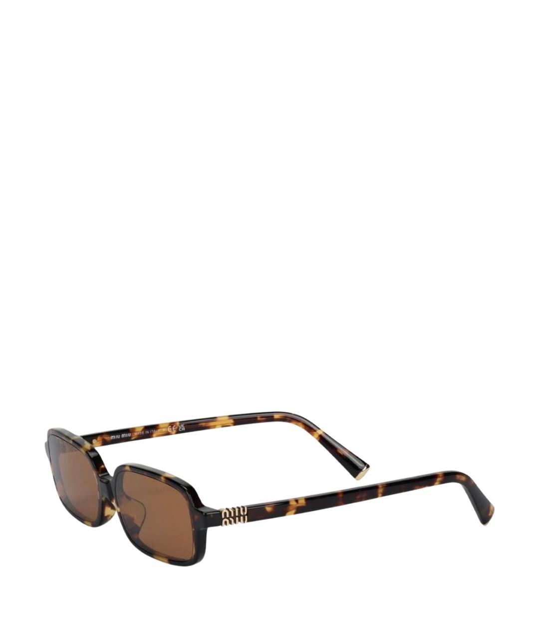 MIU MIU Коричневые пластиковые солнцезащитные очки, фото 1