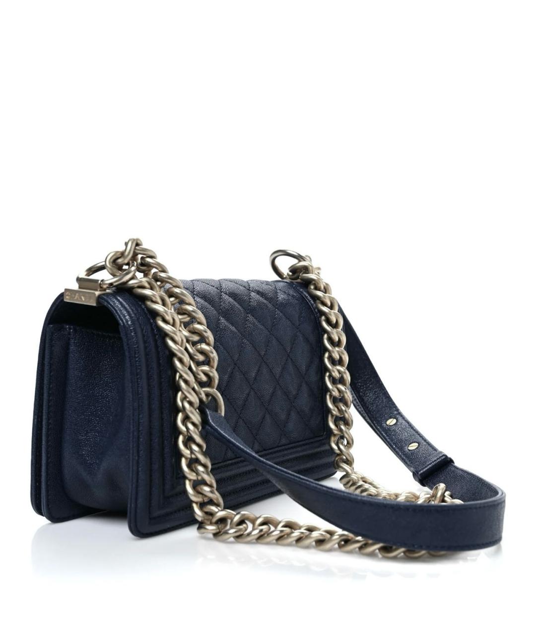 CHANEL Темно-синяя кожаная сумка через плечо, фото 2