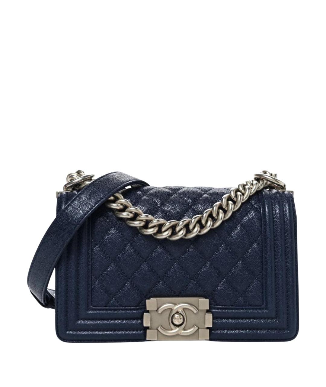 CHANEL Темно-синяя кожаная сумка через плечо, фото 1