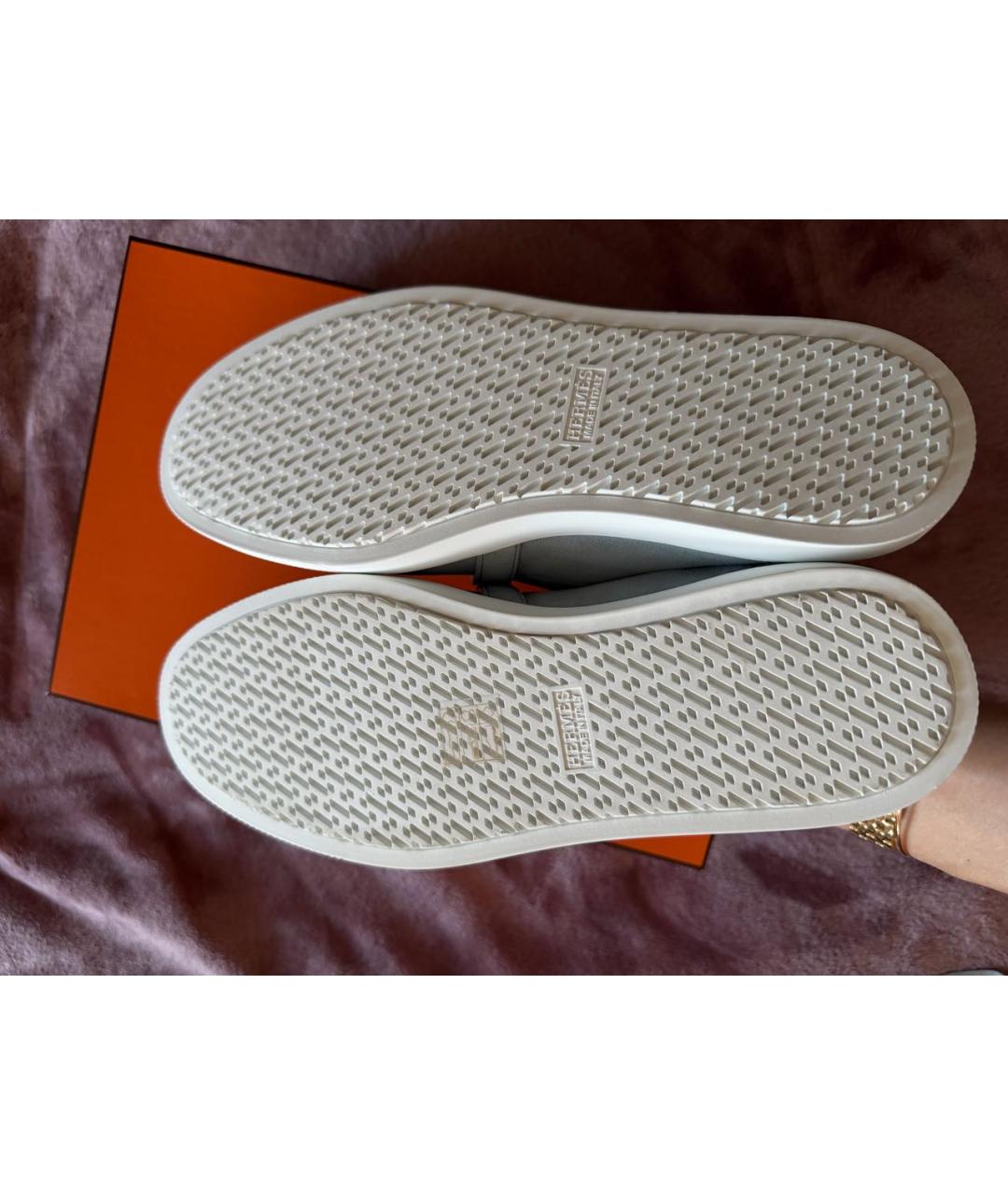 HERMES Голубые замшевые мокасины, фото 6