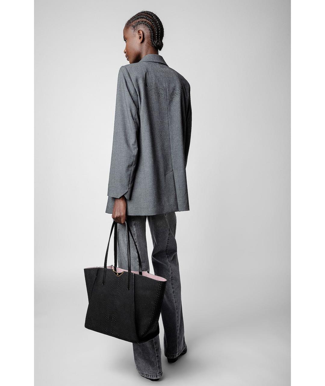 ZADIG & VOLTAIRE Черная кожаная сумка тоут, фото 4