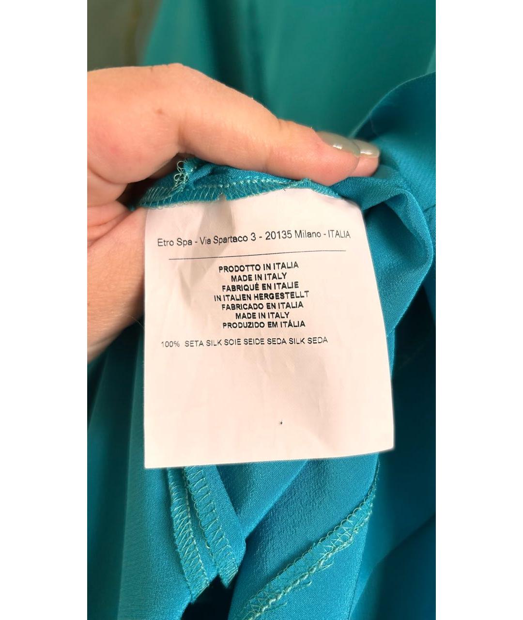 ETRO Бирюзовое шелковое коктейльное платье, фото 4