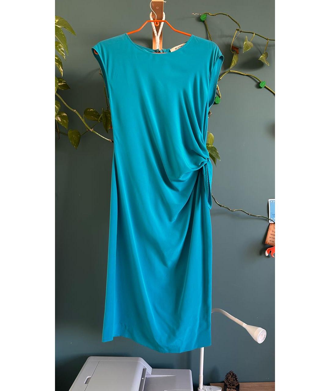 ETRO Бирюзовое шелковое коктейльное платье, фото 5