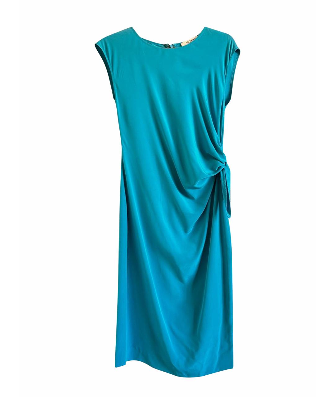 ETRO Бирюзовое шелковое коктейльное платье, фото 1