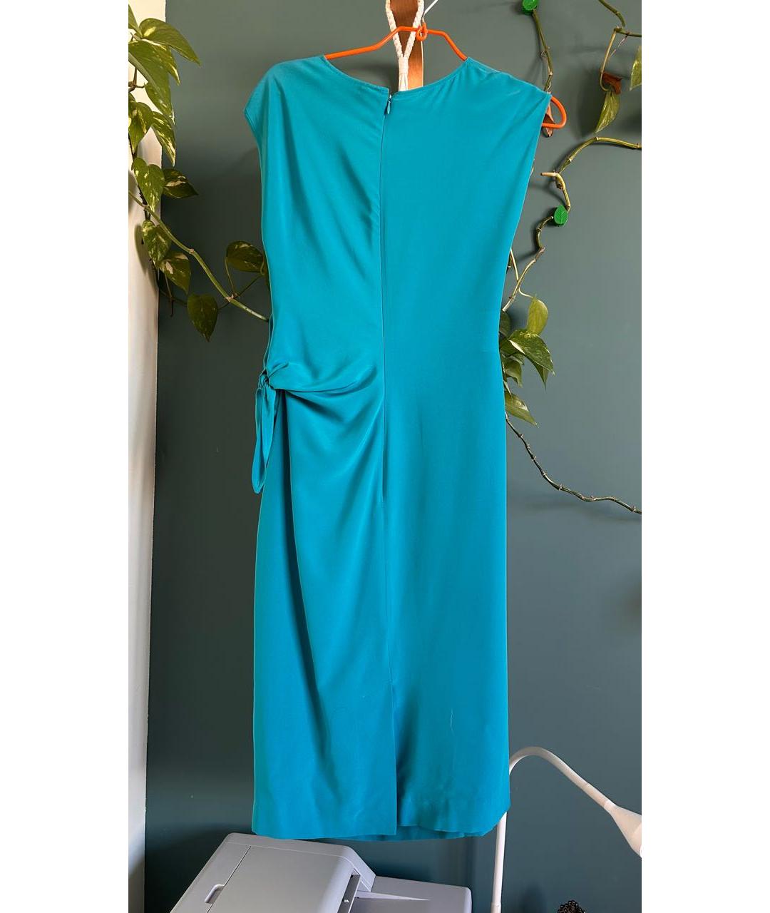 ETRO Бирюзовое шелковое коктейльное платье, фото 2