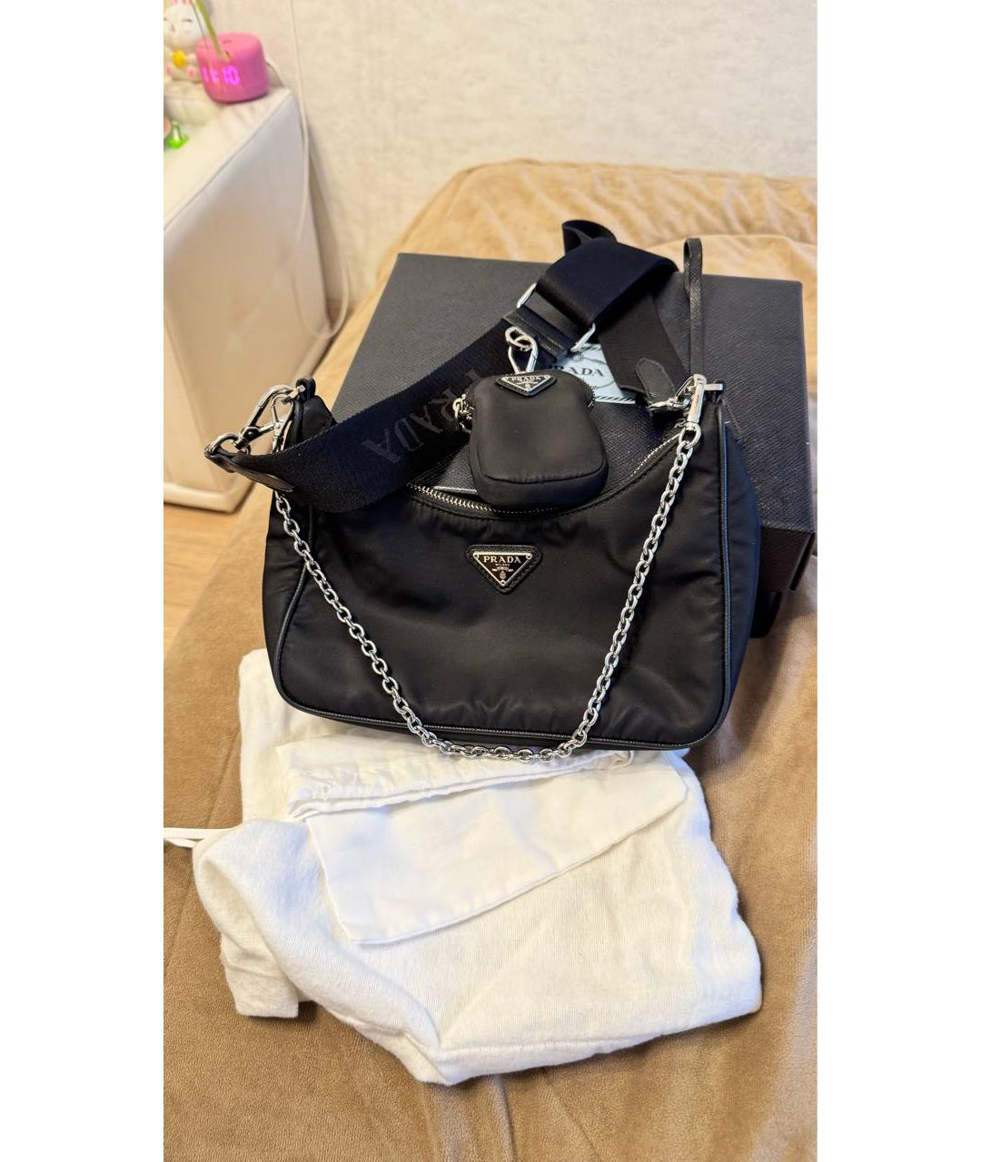 PRADA Черная тканевая сумка через плечо, фото 7