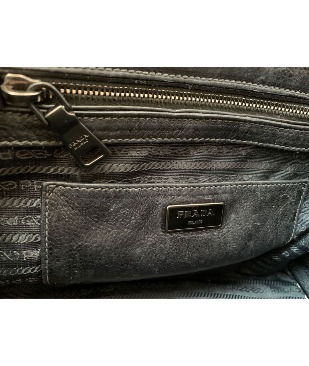 PRADA Черная кожаная сумка тоут, фото 5