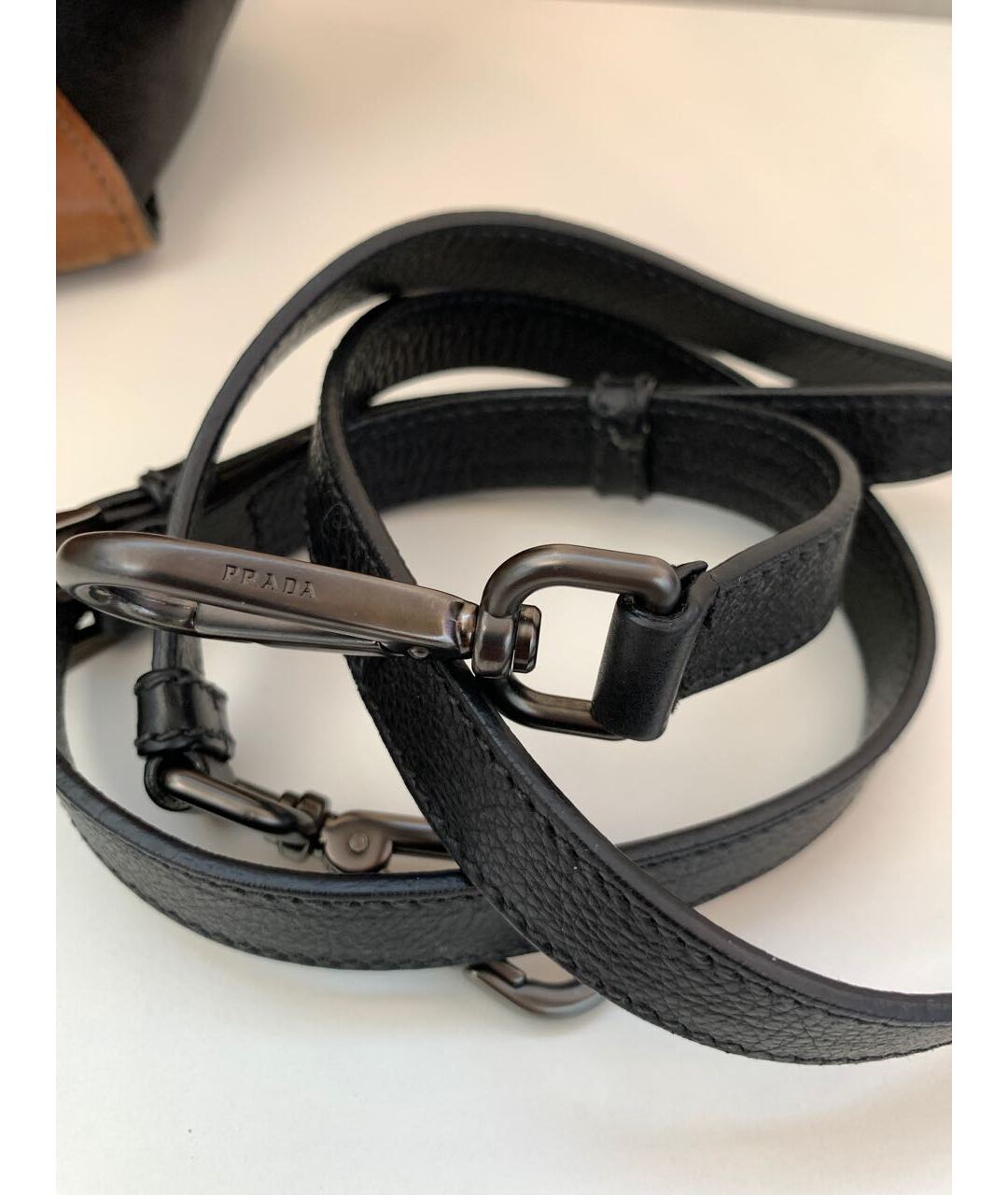 PRADA Черная кожаная сумка тоут, фото 6