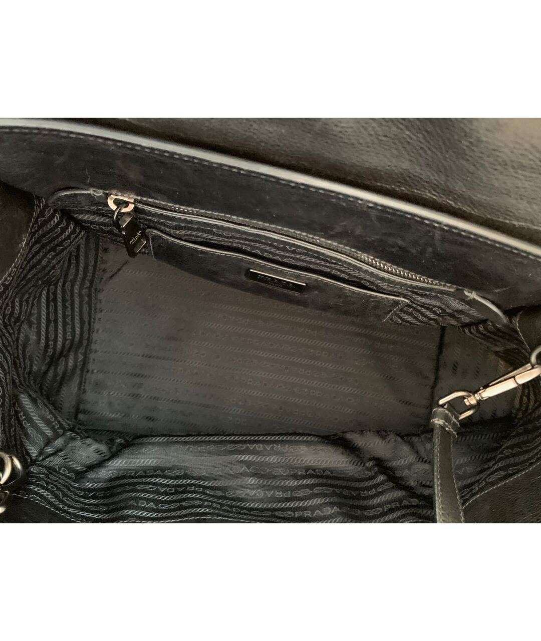 PRADA Черная кожаная сумка тоут, фото 4
