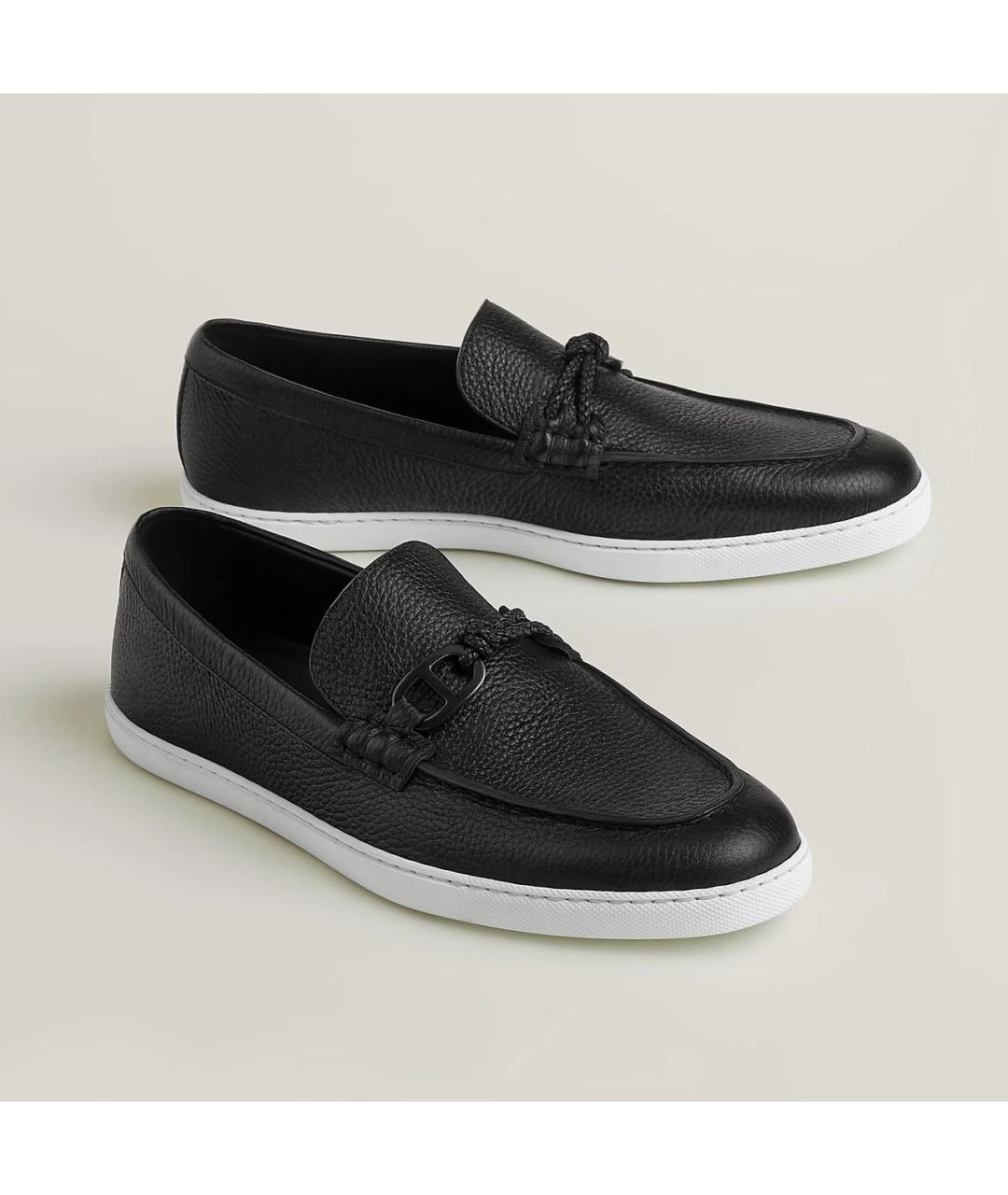 HERMES Черные кожаные мокасины, фото 6