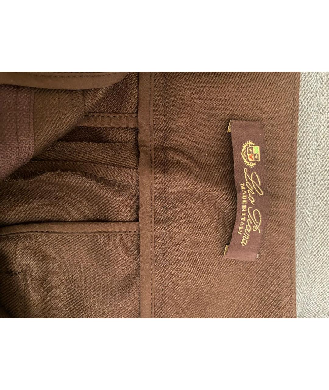 LORO PIANA Коричневые шерстяные брюки узкие, фото 3