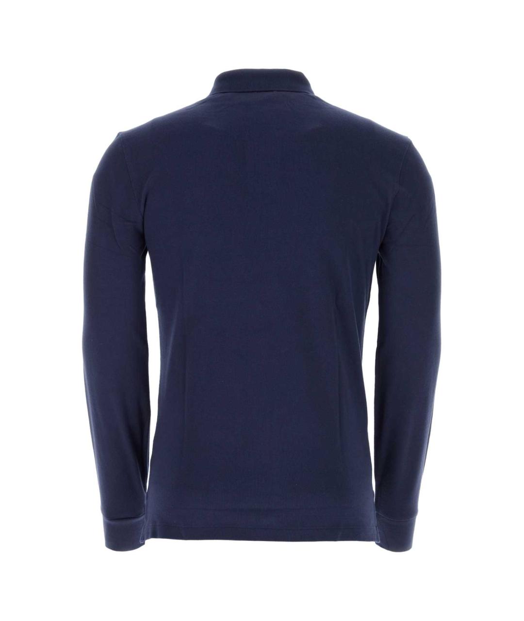 POLO RALPH LAUREN Синее хлопковое поло с длинным рукавом, фото 2