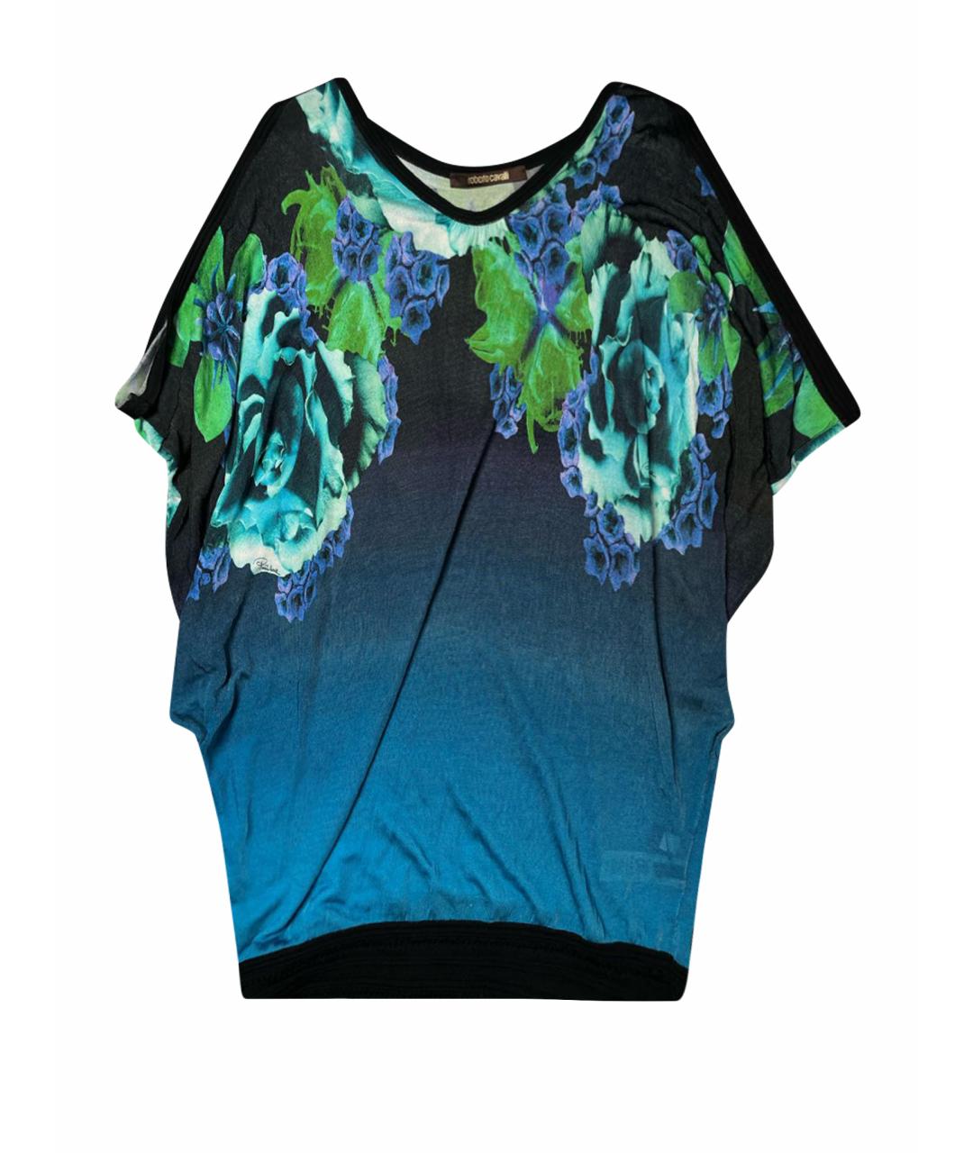 ROBERTO CAVALLI Голубое шелковое вечернее платье, фото 1