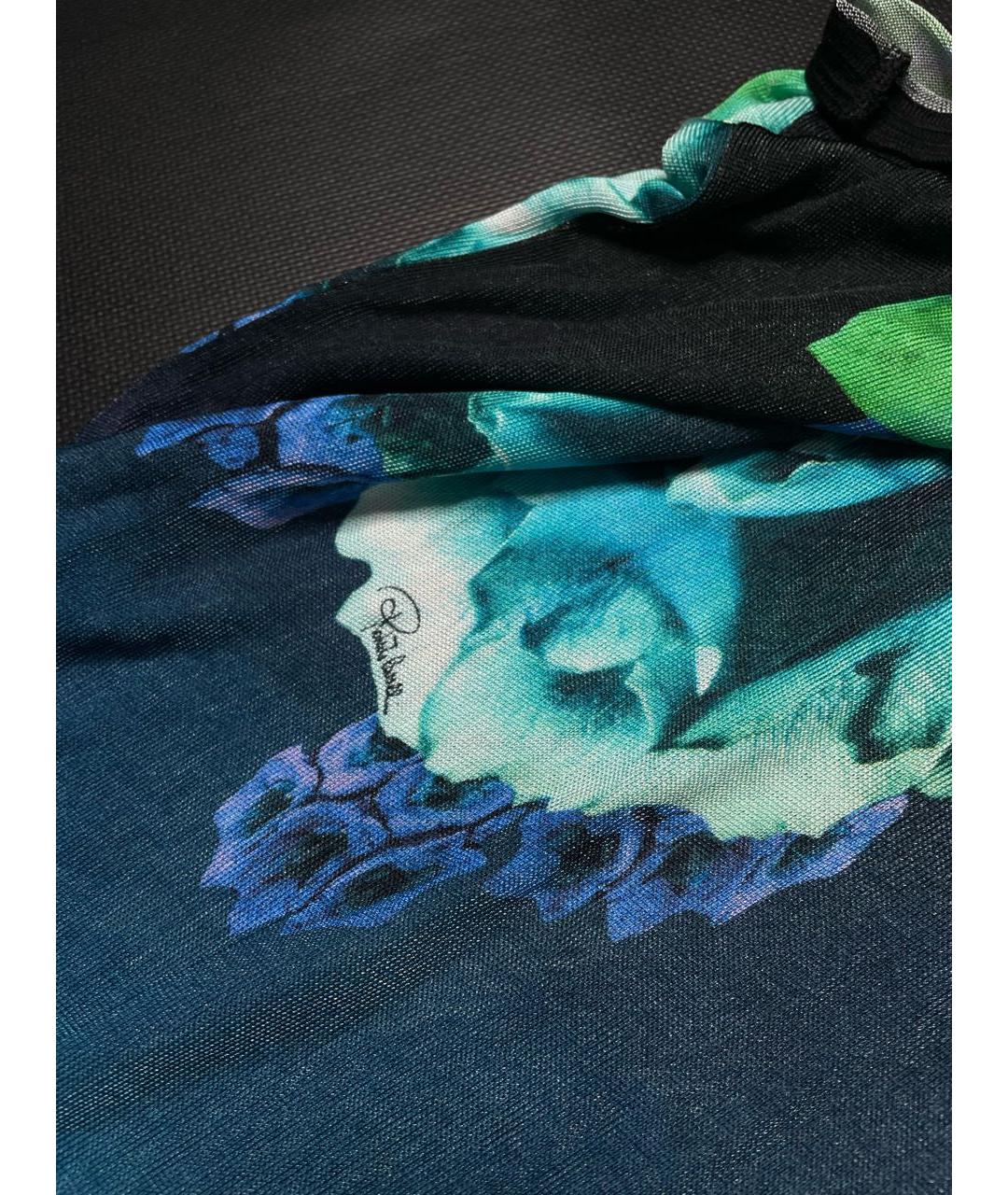 ROBERTO CAVALLI Голубое шелковое вечернее платье, фото 3