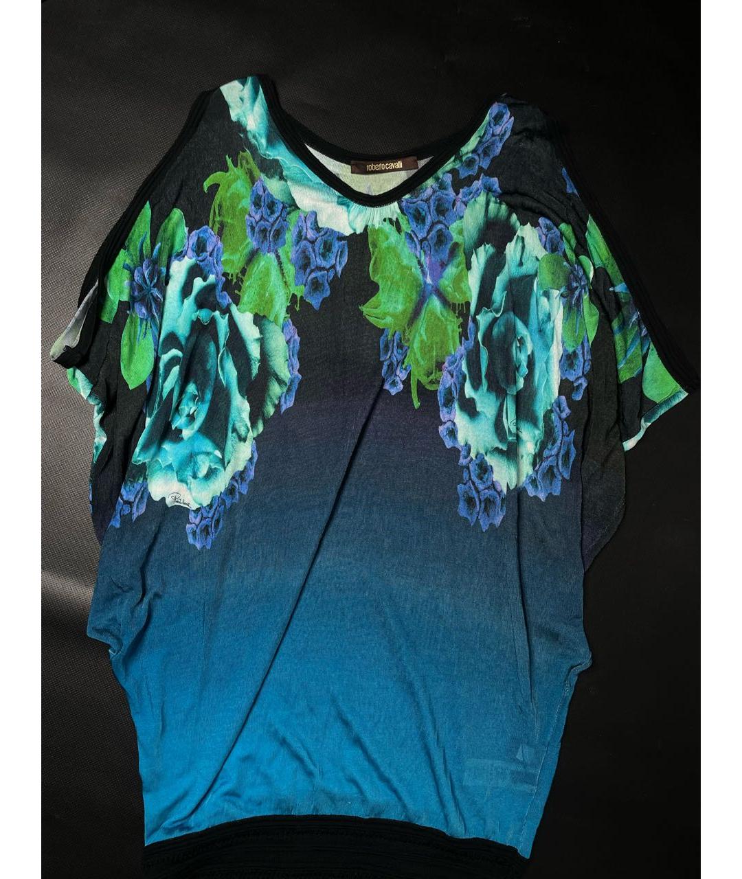 ROBERTO CAVALLI Голубое шелковое вечернее платье, фото 6