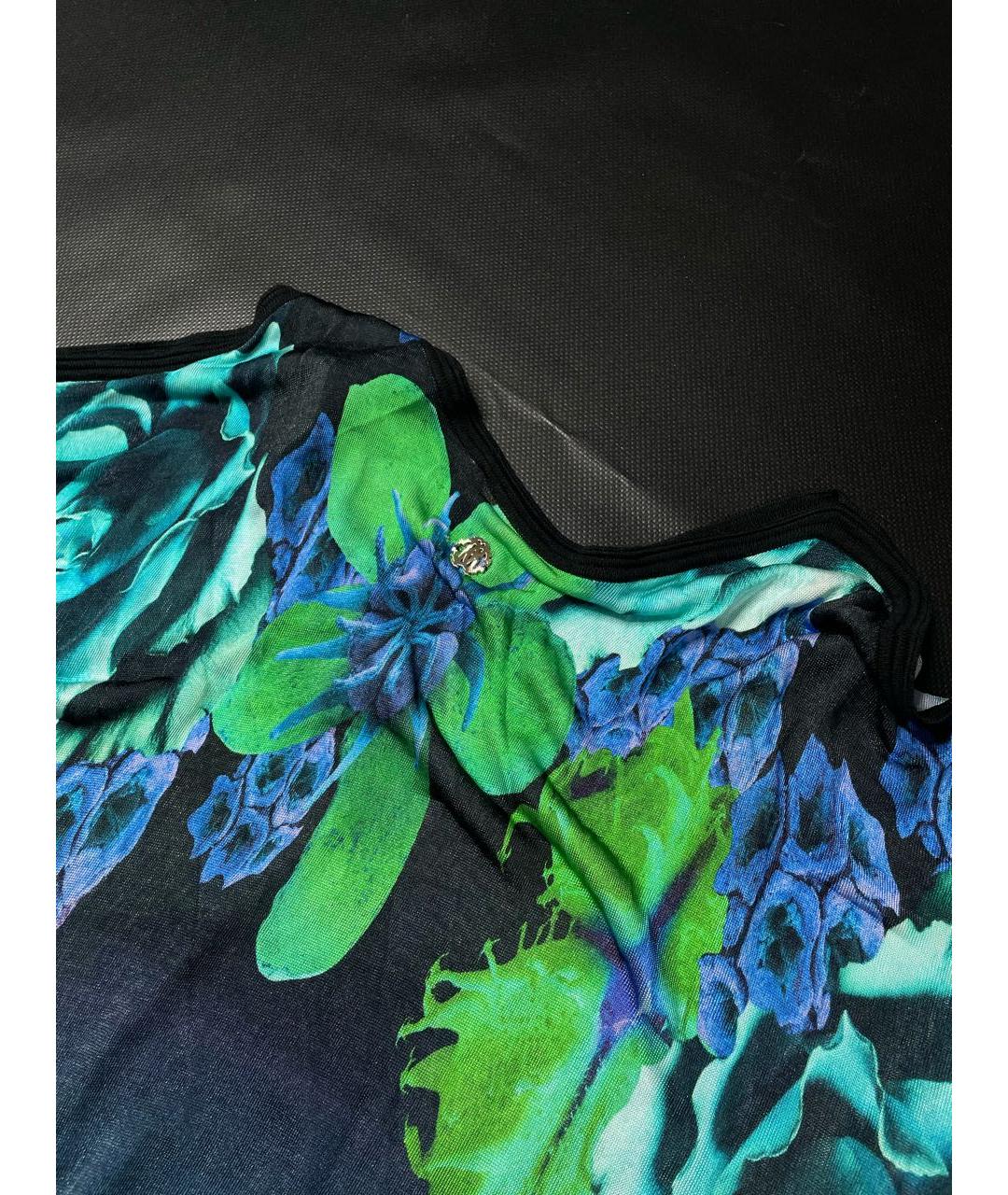 ROBERTO CAVALLI Голубое шелковое вечернее платье, фото 4