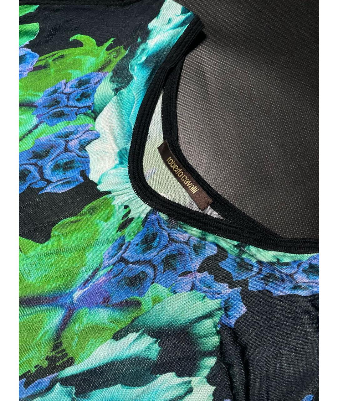 ROBERTO CAVALLI Голубое шелковое вечернее платье, фото 2