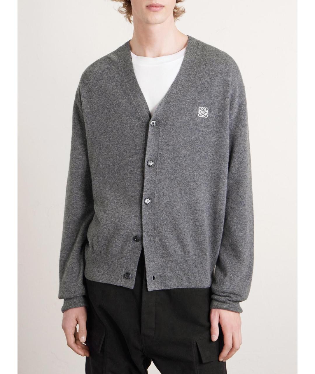 LOEWE Серый шерстяной кардиган, фото 3