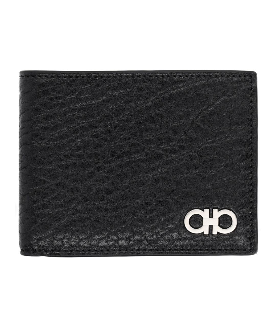 FERRAGAMO Черный кожаный кошелек, фото 1