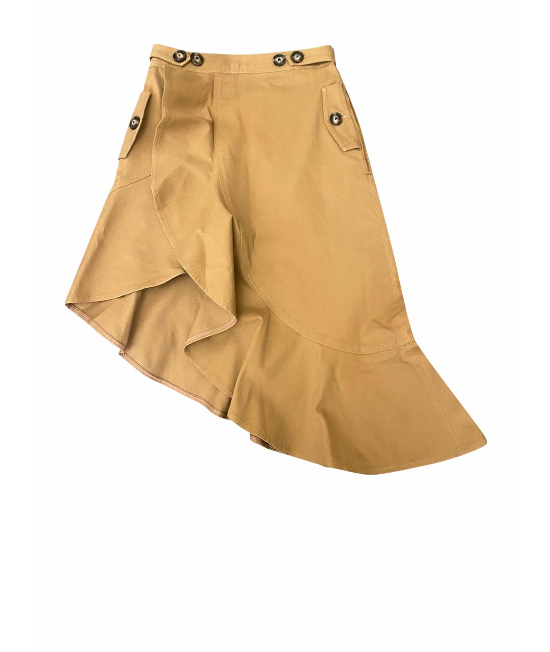 SELF-PORTRAIT Горчичная хлопковая юбка миди, фото 1